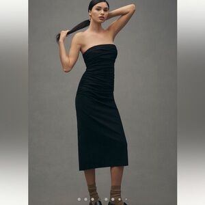 Anthropologie The Soleil Magic Fabric Strapless Ruched Dress